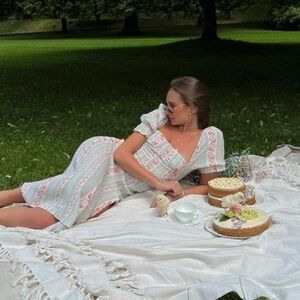 WEWOREWHAT ROSEWOOD MIDI DRESS, SIZE 8